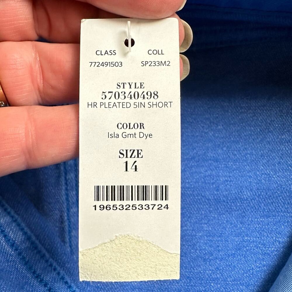 WHBM High Rise Pleated Shorts Blue Size 14 NWT - Picture 9 of 10